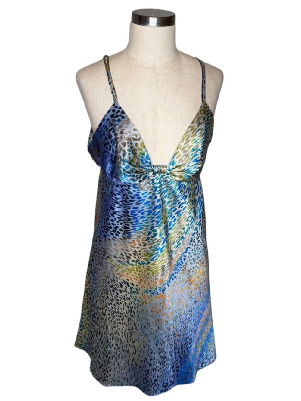 Oscar de la Renta Pink Label Blue Teal Green Printed Top